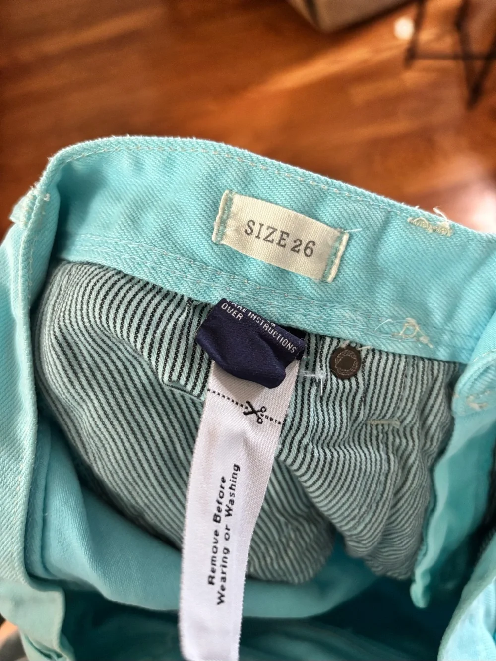 Madewell Women’s Size 26 Aqua Denim Cutoff Cuffed Shorts Summer Casual